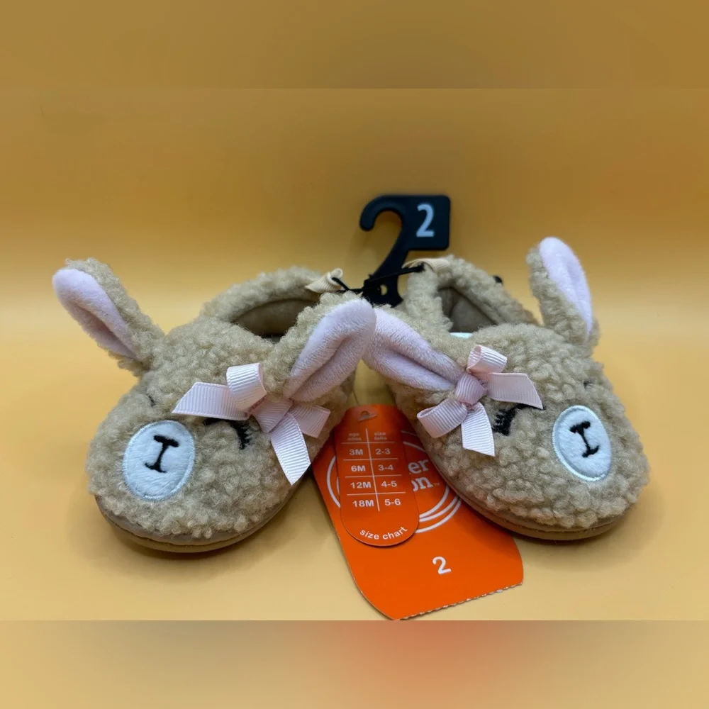 Wonder Nation Baby Girls Farm Animal Slippers Size 2 NWT Christmas Birthday‎